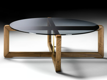 MANOLO - Low glass and walnut coffee table by Black Tie - view 3